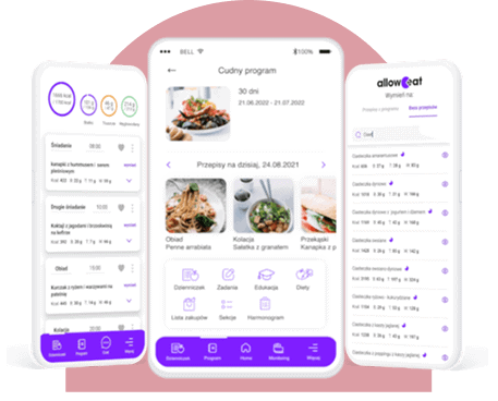 Aplikacja Fitologia by M na smartfonach do śledzenia diety, treningów i zdrowego stylu życia.